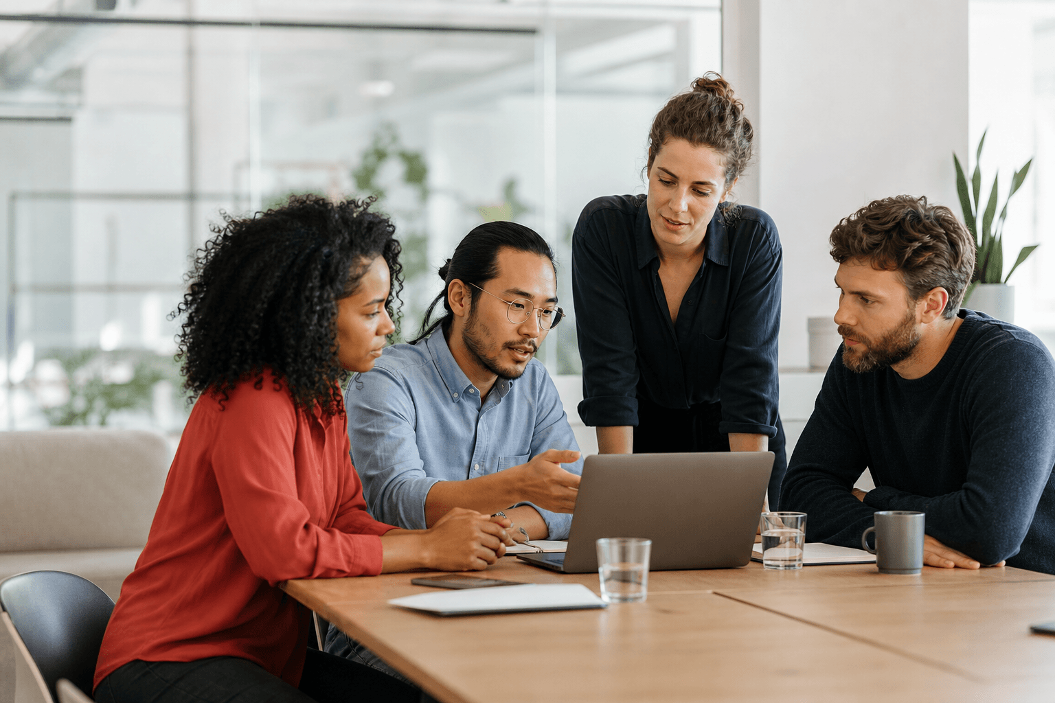 Leadership team discussing an AI strategy